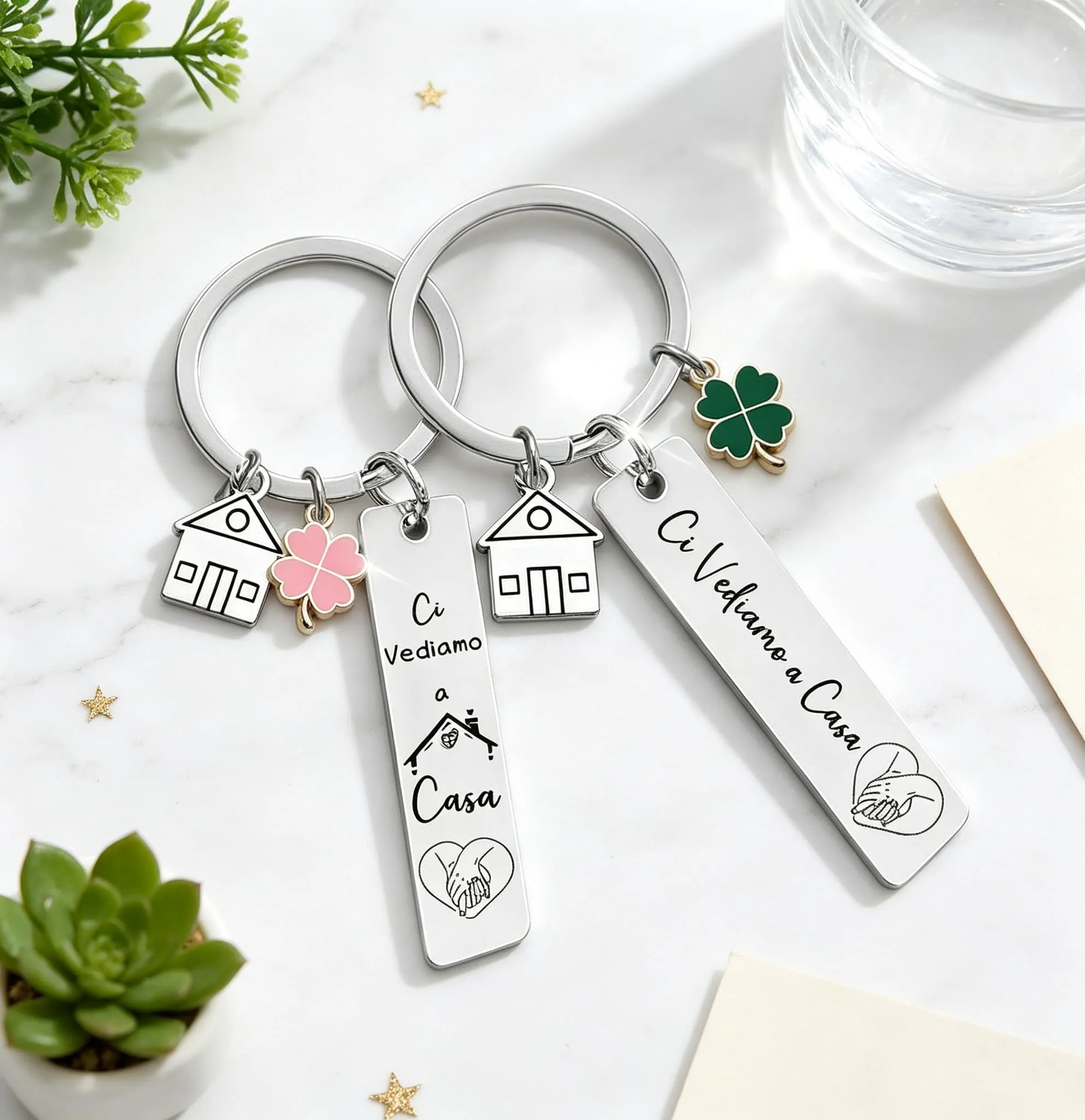 GUOYU Regalo Portachiavi per Coppia,per Proprietario Inaugurazione Dolce Casa Nuova Unisex Portachiavi Ci vediamo a Casa per Coppia Casetta Carina Chiavi regalo di inaugurazione della casa moglie (2) - immagine 5