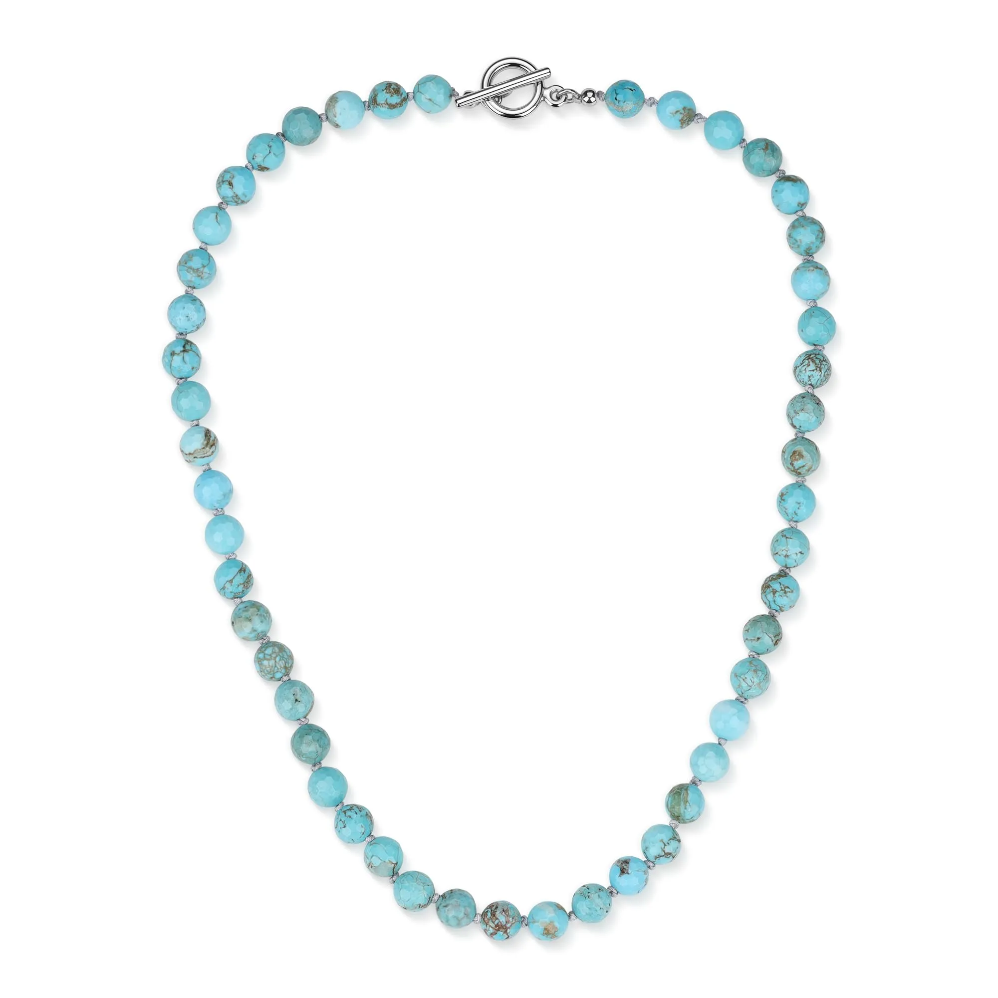 GAVU Collana da Uomo con Perline Sfaccettate di Pietre Naturali, Collana Turchese da Uomo con Perle Annodate a Mano Una ad Una e Chiusura T-Bar - immagine 1