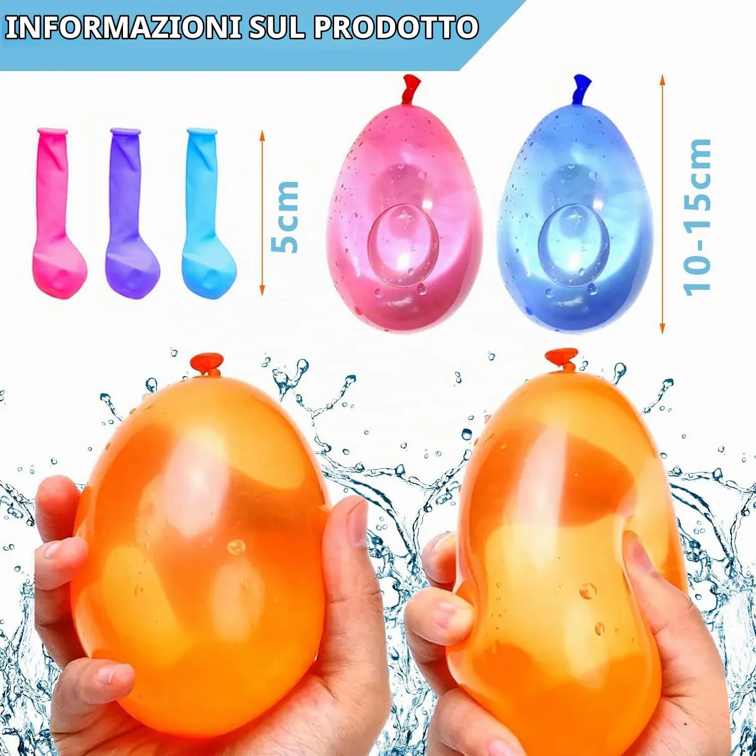 888 Gavettoni Acqua Autosigillanti, Palloncini Acqua, Bombe d'Acqua, Riempimento Rapido, Palloncini d'Acqua per Estate Feste Piscina Spiaggia - immagine 2