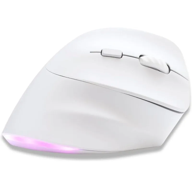 Mouse verticale ergonomico wireless Bluestork Ergo Lumi per mano destra RGB 2400 DPI bianco - immagine 1