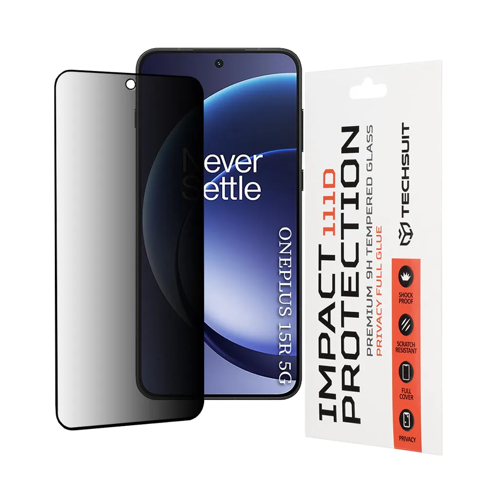 Pellicola Protettiva Schermo Privacy Techsuit per OnePlus 15R, Vetro Temperato, Full Glue, 111D - immagine 1