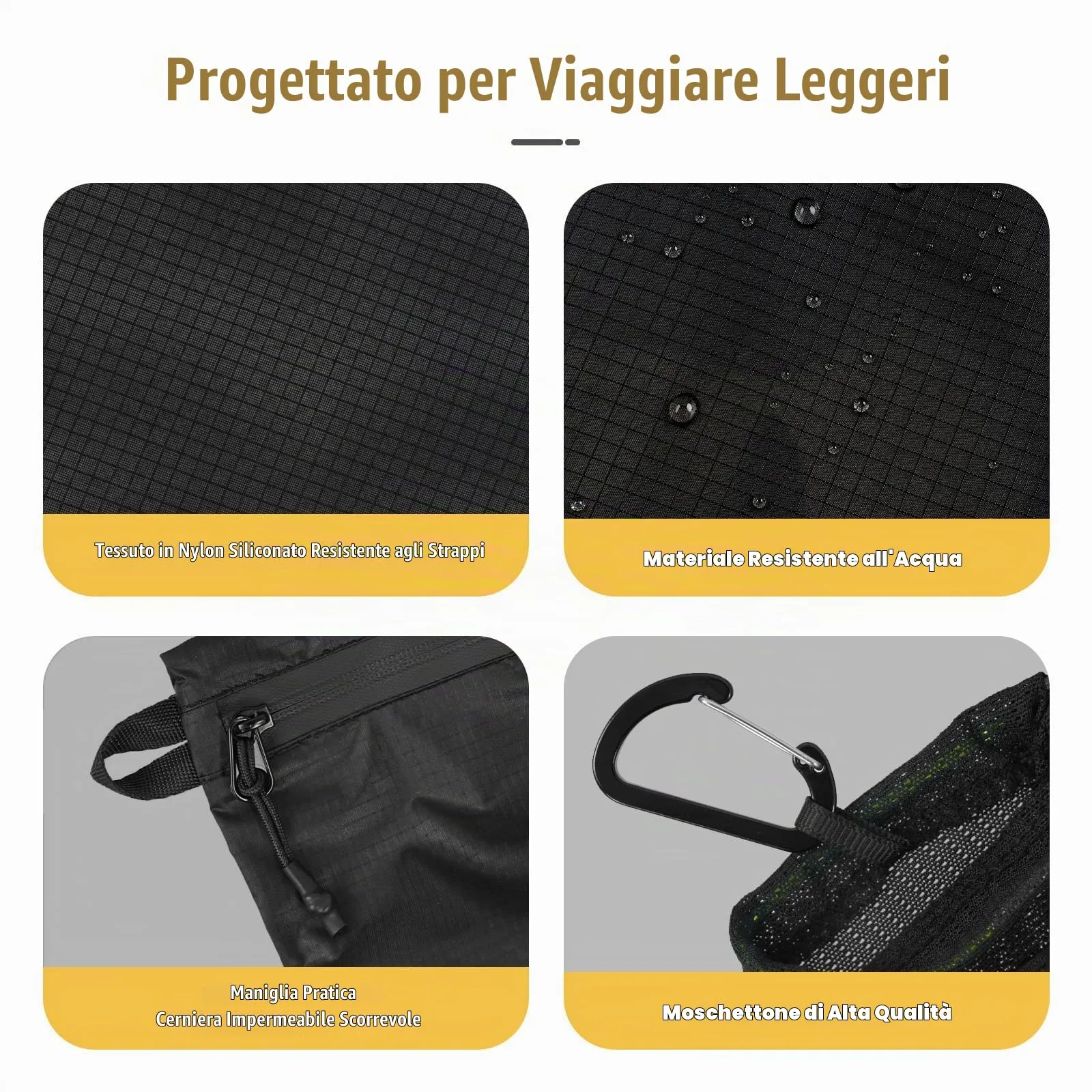 Vavabox Set borse da toeletta impermeabili nylon grandi con gancio, borsa unisex per sport, campeggio e viaggi professionali - immagine 3