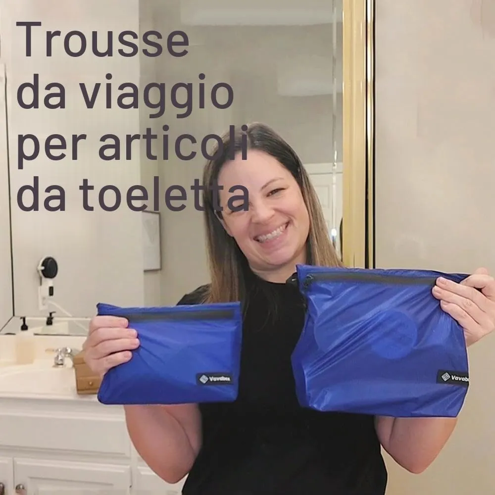 Vavabox Set borse da toeletta impermeabili nylon grandi con gancio, borsa unisex per sport, campeggio e viaggi professionali - immagine 8