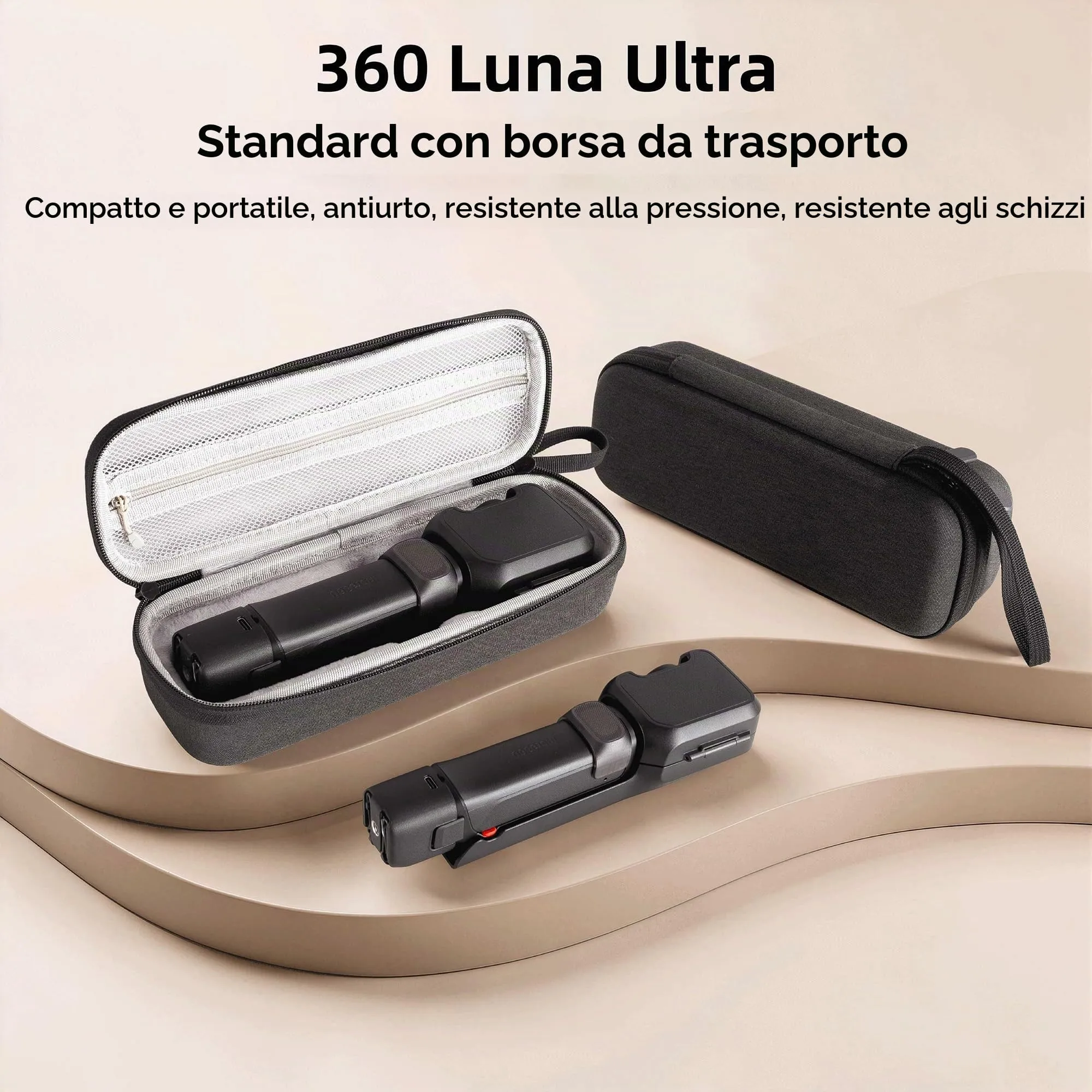 Lemxiee Custodia rigida per Insta360 Luna Ultra Cover Accessori + [2 Pezzi] Pellicola Vetro Temperato per Insta360 Luna Ultra Protettiva Case - immagine 3