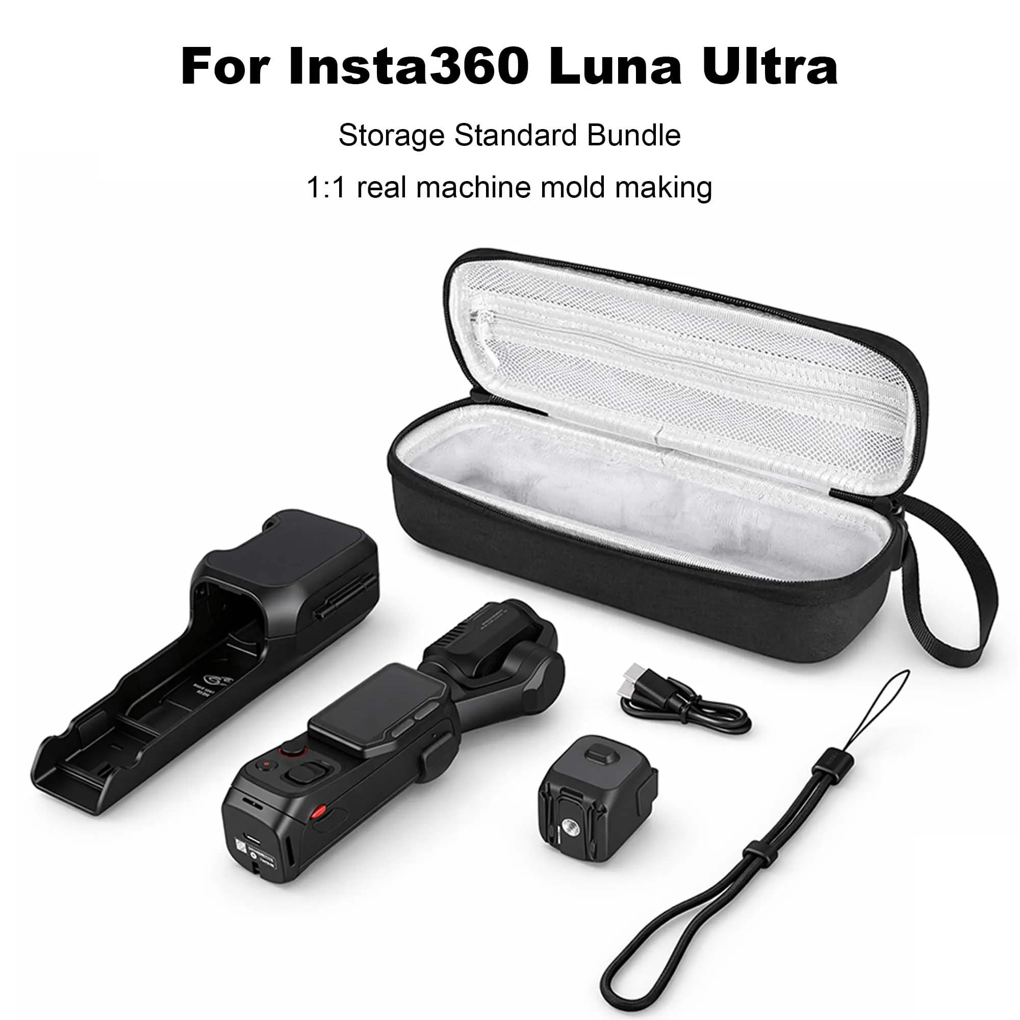 Lemxiee Custodia rigida per Insta360 Luna Ultra Cover Accessori + [2 Pezzi] Pellicola Vetro Temperato per Insta360 Luna Ultra Protettiva Case - immagine 4