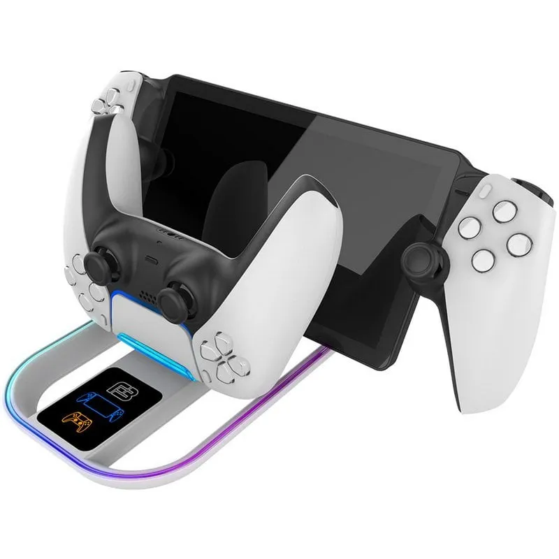 Base di ricarica Blackfire Dual RGB LED per lettore remoto PlayStation Portal e DualSense PS5 - immagine 1