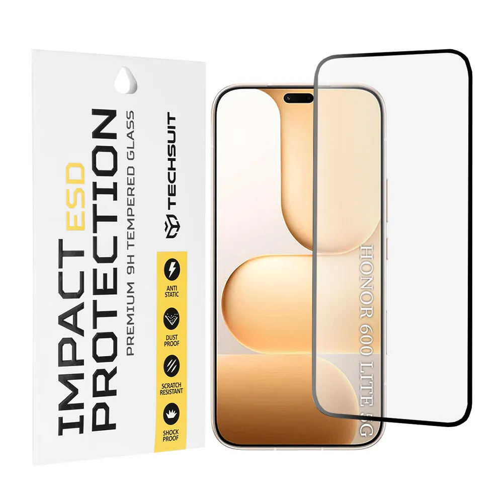 Pellicola protettiva Techsuit per Honor 600 Lite, Vetro Temperato, Full Glue, Nera - immagine 1