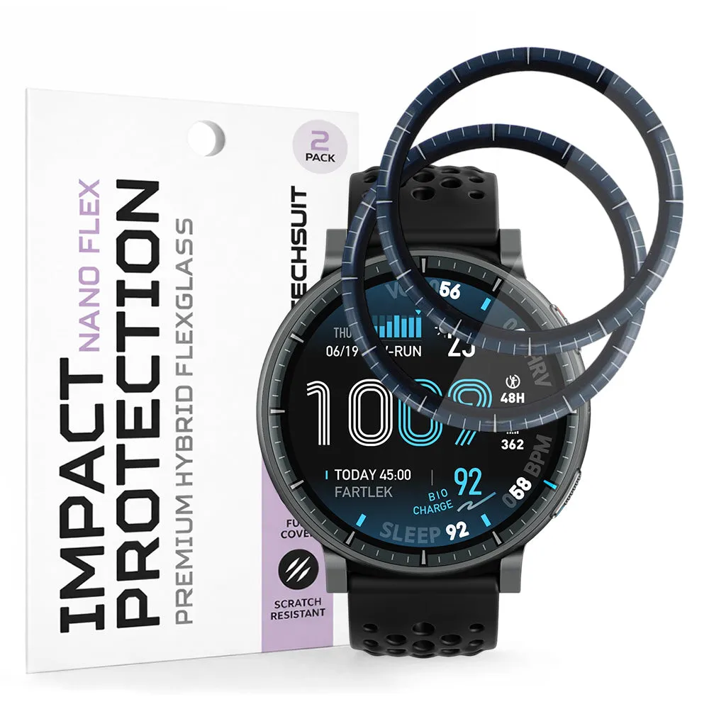Pellicola Protettiva Techsuit Nano Flex per Amazfit Active Max, Plastica, Set 2 pezzi, Nera - immagine 1