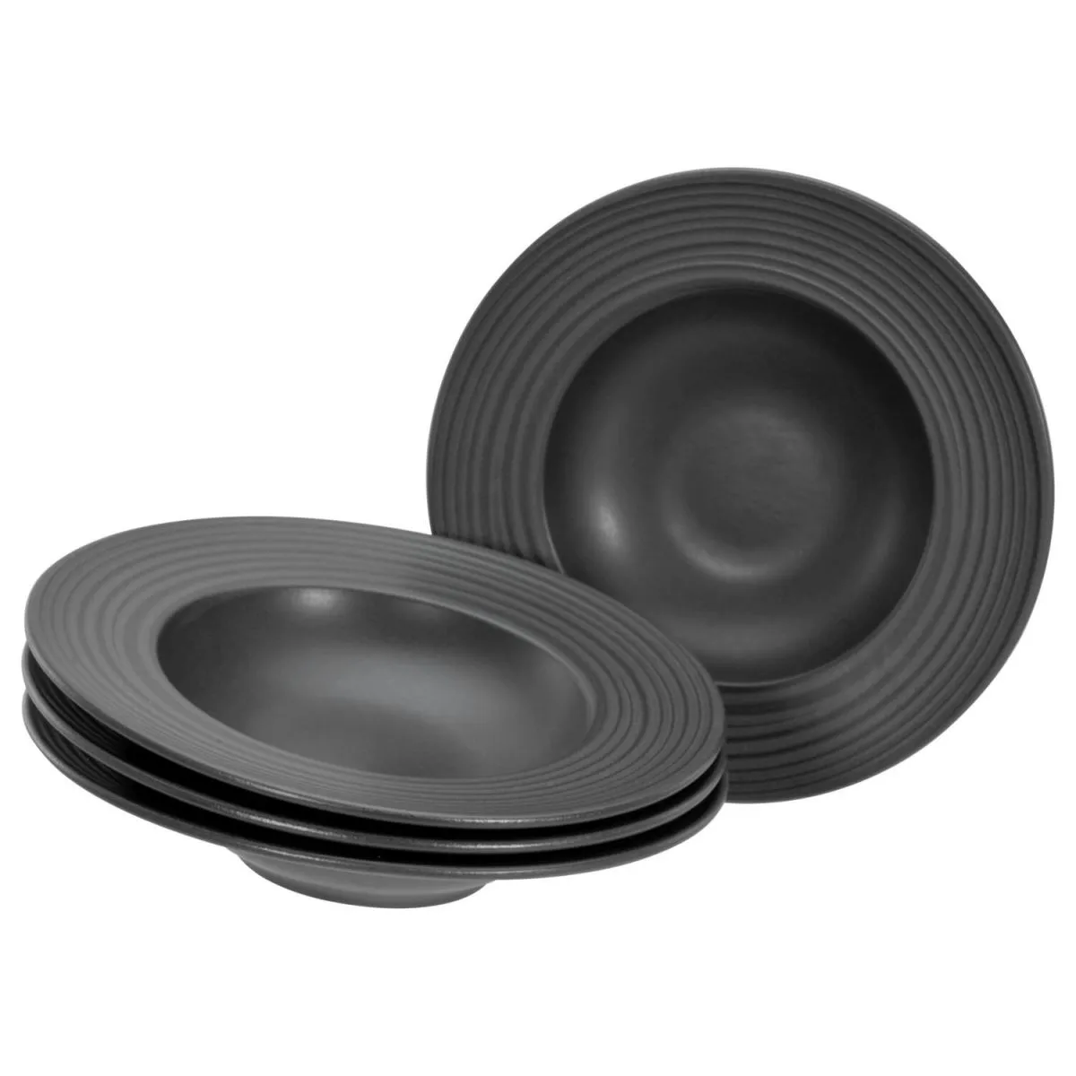 4x CreaTable Lava Stone nero - Set di 4 piatti gourmet per la pasta; 460 ml, 27x5.5 cm (ØxH); nero; rotonda; 4 pz. / Pacco - immagine 1