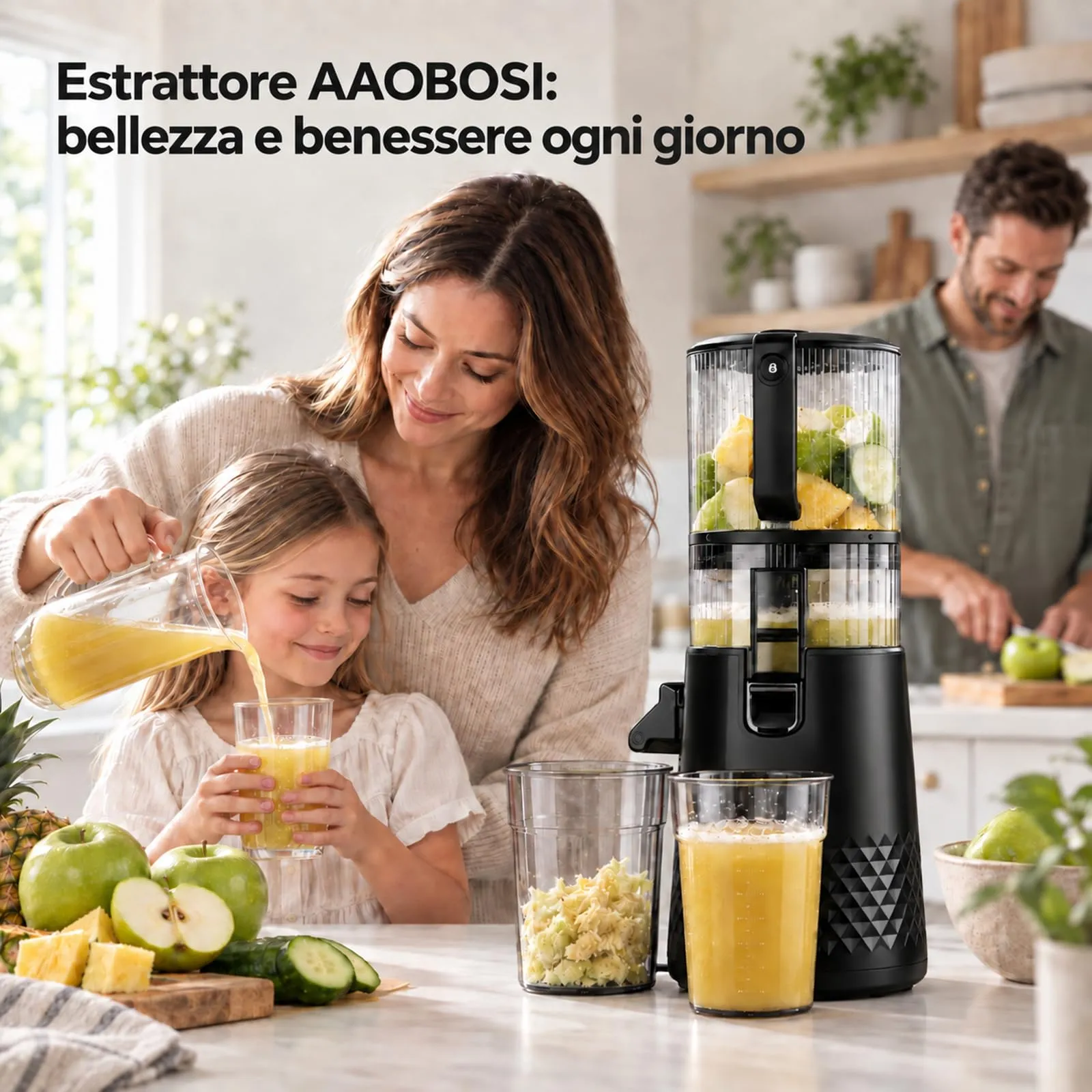 AAOBOSI Estrattore Frutta e Verdura, 165MM & 2,5L, Adatto a Frutta Intera - immagine 9