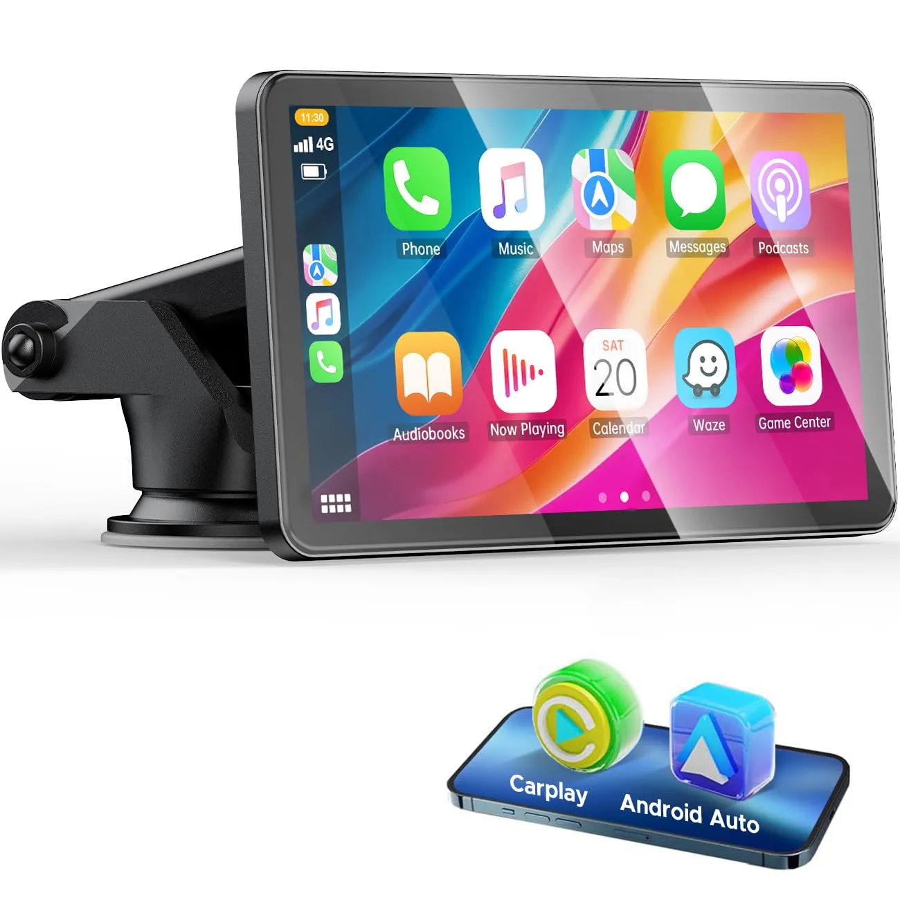 LAMTTO Schermo per Auto Portatile con 7" Wireless CarPlay & Android Auto - immagine 1