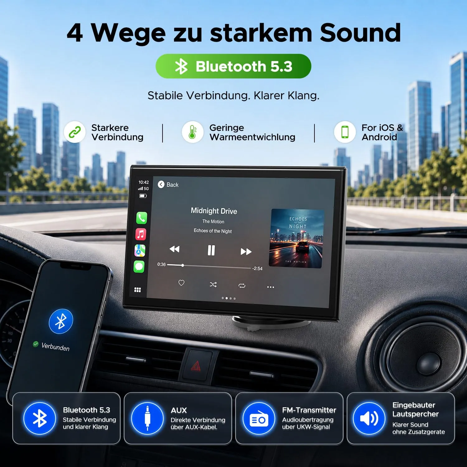 LAMTTO Schermo per Auto Portatile con 7" Wireless CarPlay & Android Auto - immagine 7