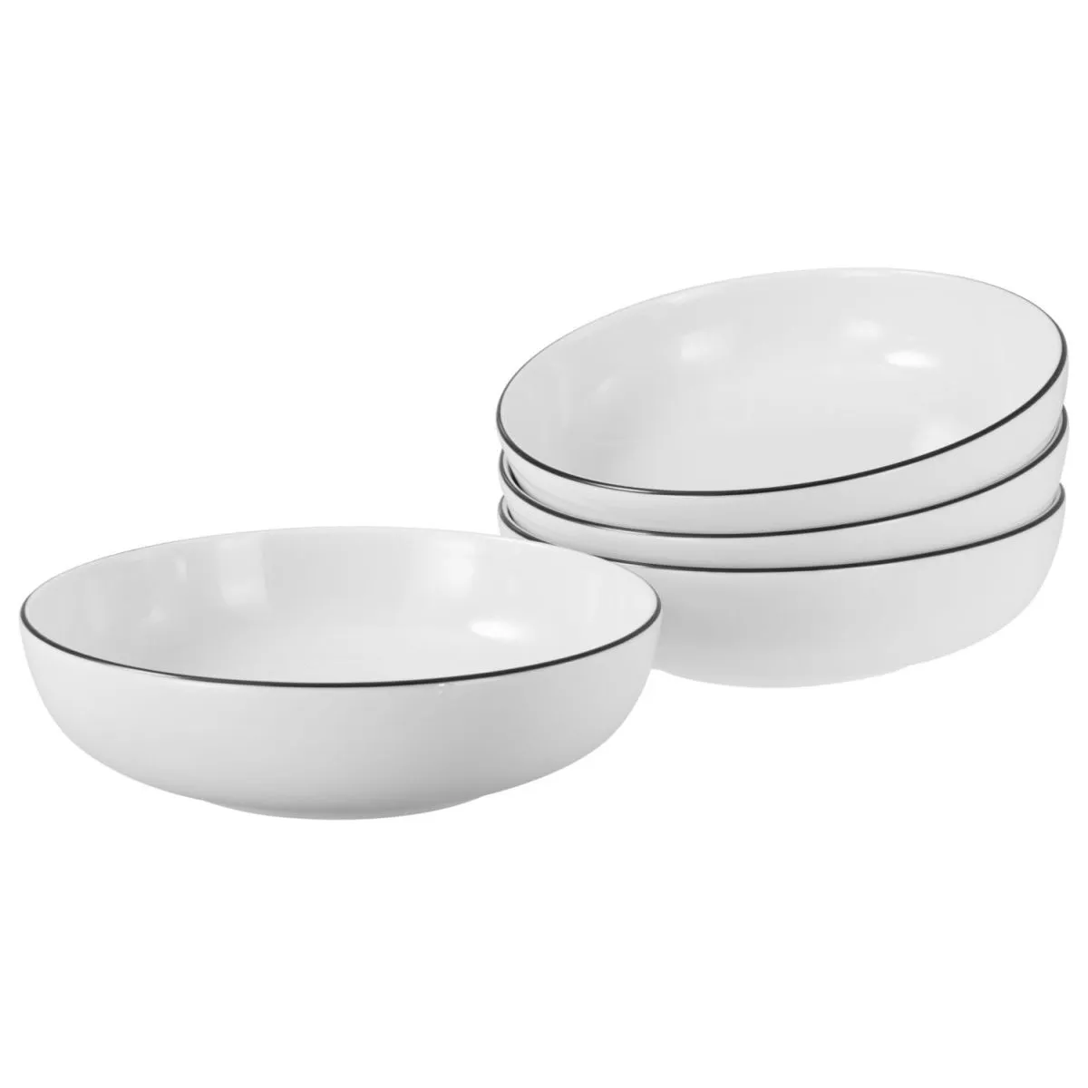 4x CreaTable Allround - Poke Bowl 4 pz.; 950 ml, 21x6 cm (ØxH); bianco/nero; rotonda; 4 pz. / Pacco - immagine 1
