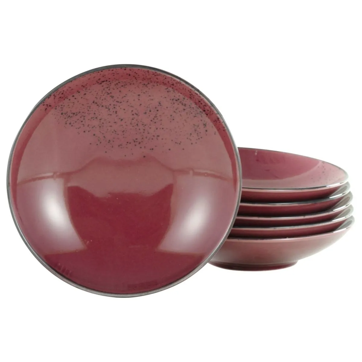 6x CreaTable Collezione Natura - 6 piatti fondi; 450 ml, 22x5 cm (ØxH); rosso; rotonda; 6 pz. / Pacco - immagine 1