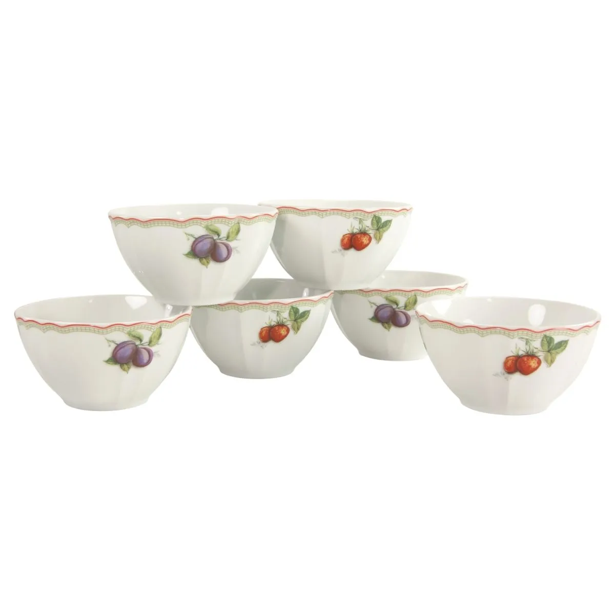 6x CreaTable Flora Orchard - Set di ciotole da 6 pezzi; 300 ml, 14x7 cm (ØxH); bianco; rotonda; 6 pz. / Pacco - immagine 1