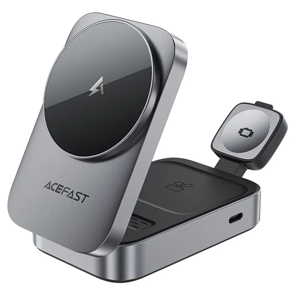 Caricabatterie Wireless Rete Acefast E22 3in1, 22.5W, 1.67A, Grigio - immagine 1