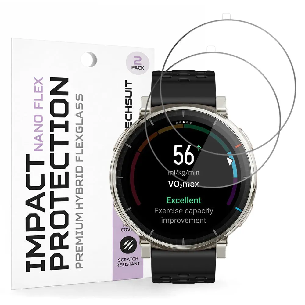 Pellicola Protettiva Techsuit Nano Flex per Amazfit Active 3 Premium, Plastica, Set 2 pezzi, Nera - immagine 1