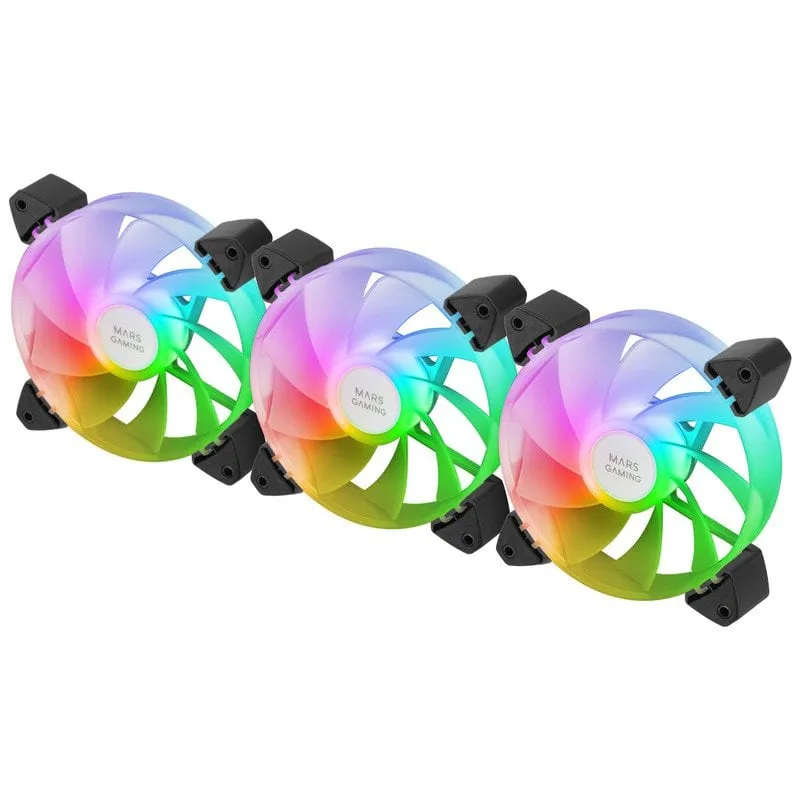 Mars Gaming MF-3AR Reverse ARGB Pack 3x Ventole Supplementari Doppio Connettore da 120mm Nero - immagine 1