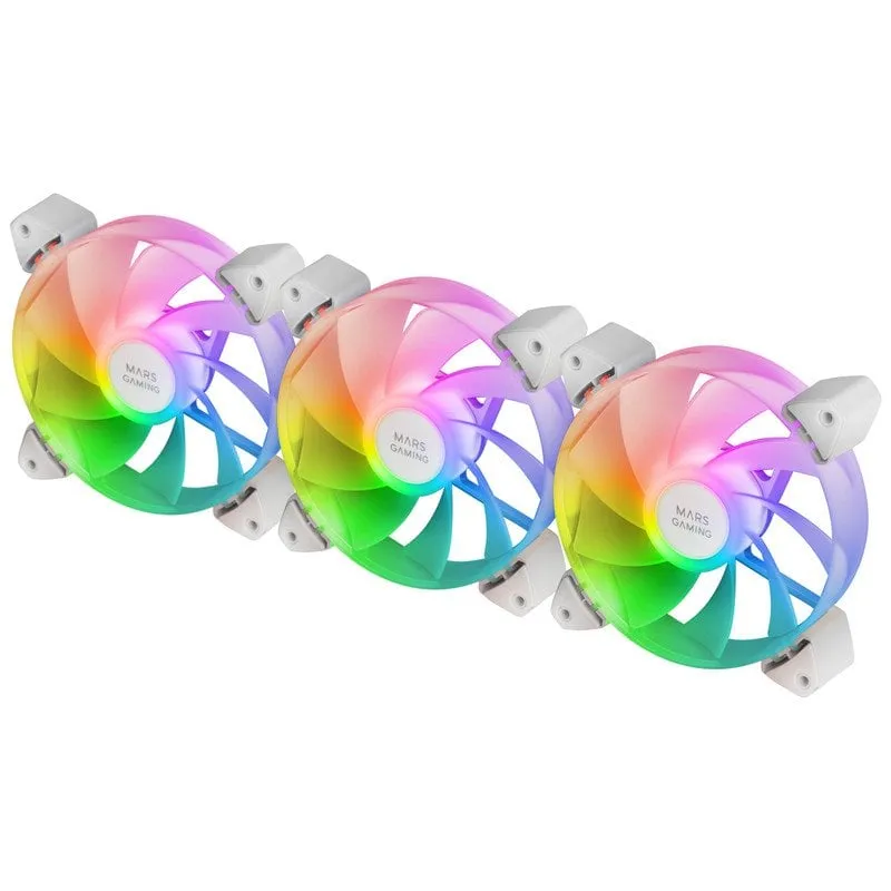 Mars Gaming MF-3AR Reverse ARGB Pack 3x Ventole Supplementari Doppio Connettore da 120mm Bianco - immagine 1
