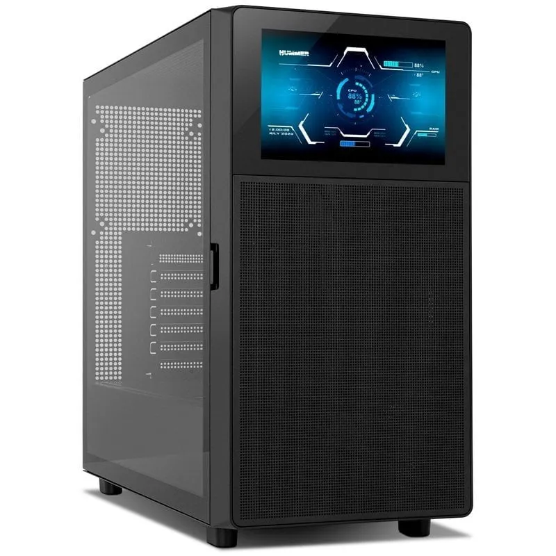 Nox Hummer BIOS Semi-Tower ATX con schermo LCD in vetro temperato USB-C Nero - immagine 1