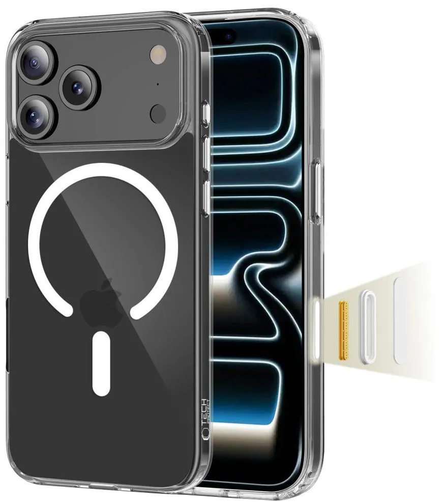 Custodia MagSafe per Apple iPhone 17 Pro Max, Tech-Protect, Flexair Hybrid CC, Trasparente - immagine 1