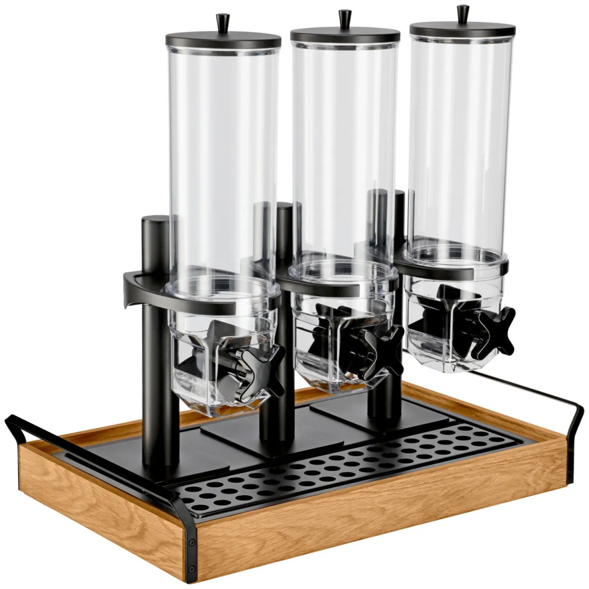 VEGA Dispenser cereali Esino triplo, GN 1/1, 3x 4l; GN 1/1, 61.9x38.6x56.2 cm (LxLxH); quercia/nero; rettangolare - immagine 1