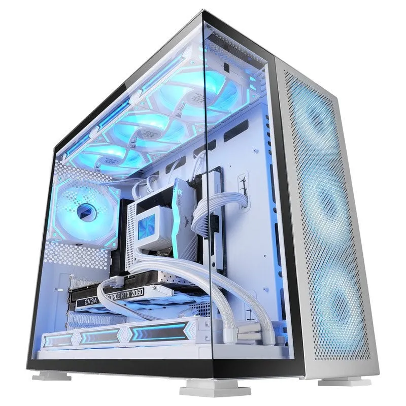 Mars Gaming MC-NOVA2 Custodia da gioco XXL personalizzata E-ATX Doppio vetro temperato Alluminio USB-C Bianco - immagine 1