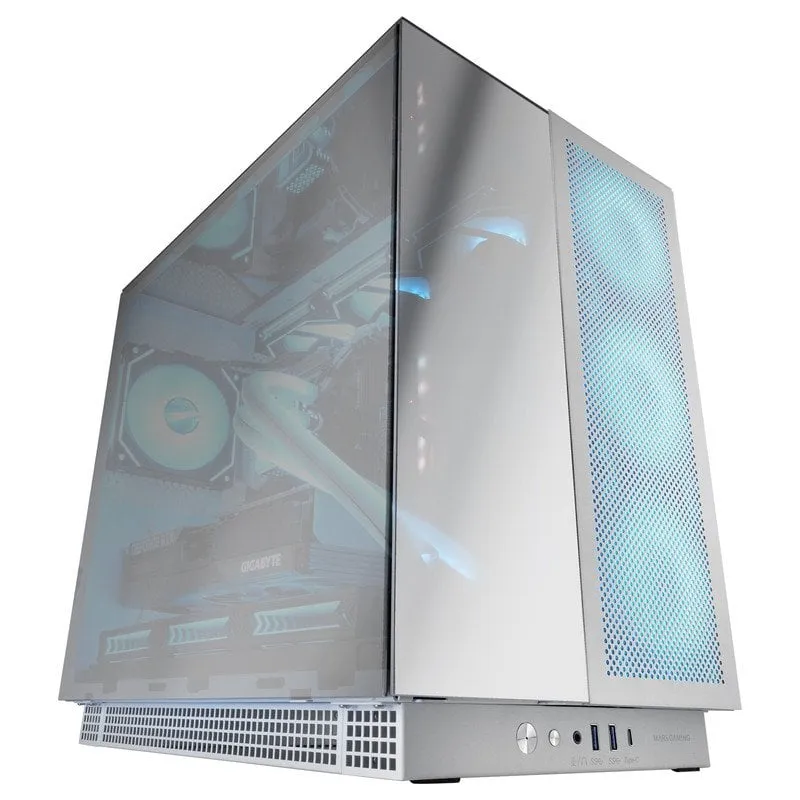 Mars Gaming MC-NOVA3 Custodia da gaming Custom XXL E-ATX Triple Crystal Chrome Alluminio USB-C Bianco - immagine 1