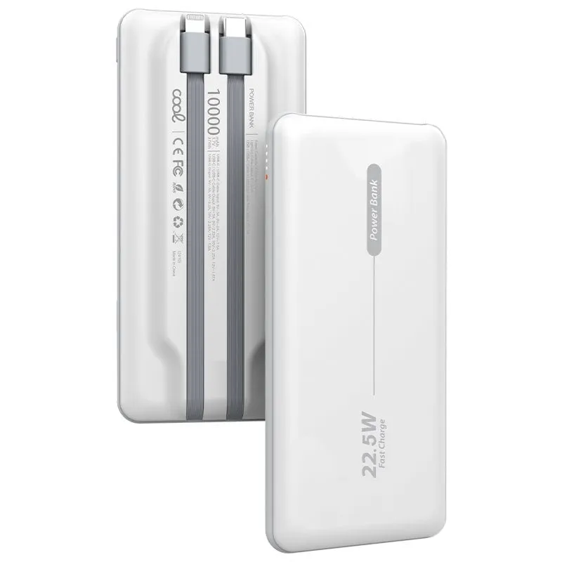 Cool Universale Batteria Esterna Power Bank 10.000 mAh PD 22,5 W (2 Cavi) Bianco - immagine 1