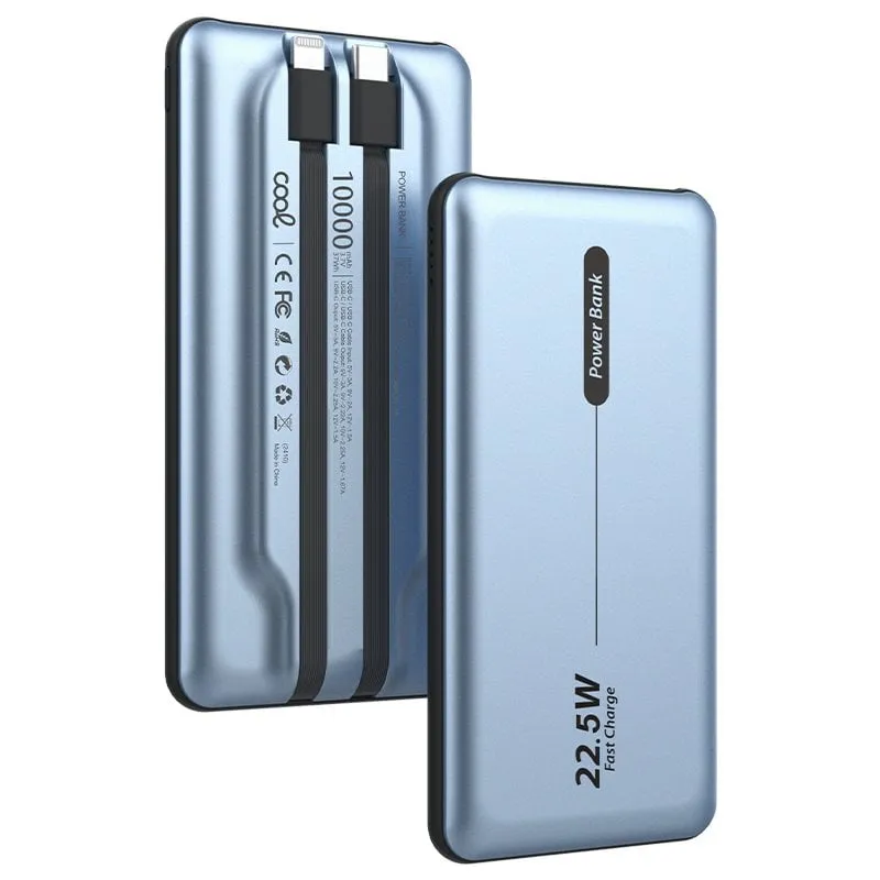 Cool Batteria esterna universale Power Bank 10.000 mAh PD 22,5 W (2 cavi) Blu - immagine 1
