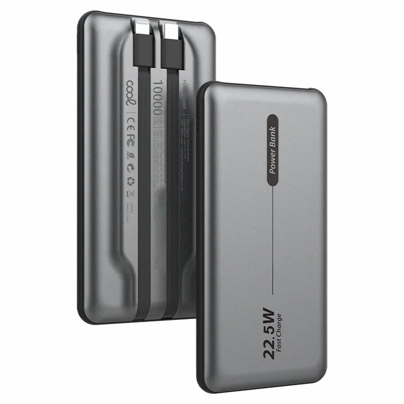 Cool Batteria esterna universale Power Bank 10.000 mAh PD 22,5 W (2 cavi) Grigio - immagine 1