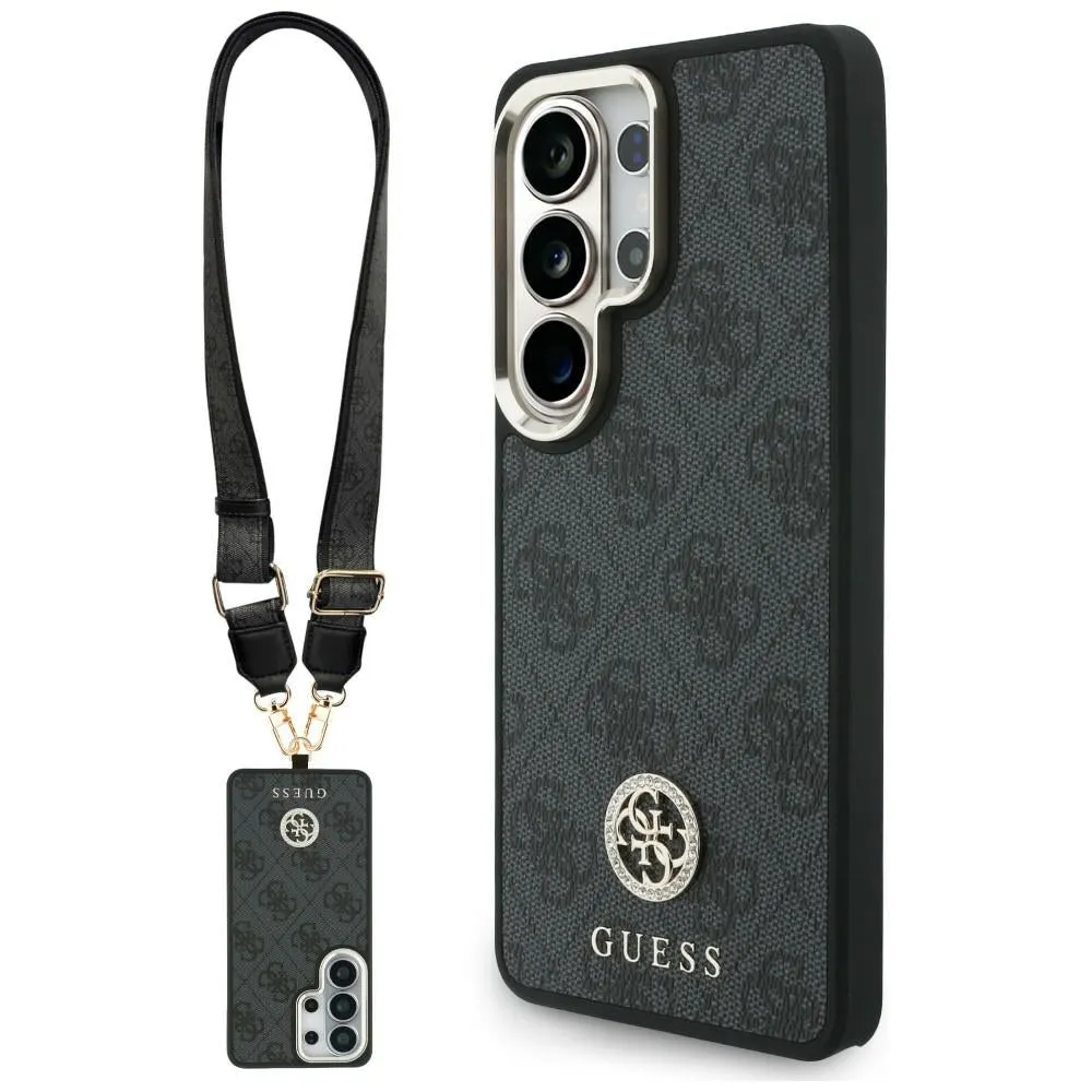 Custodia MagSafe per Samsung Galaxy S26 Ultra S948, GUESS, 4G Big Rhinestone Triangle Strap, Nera - immagine 1