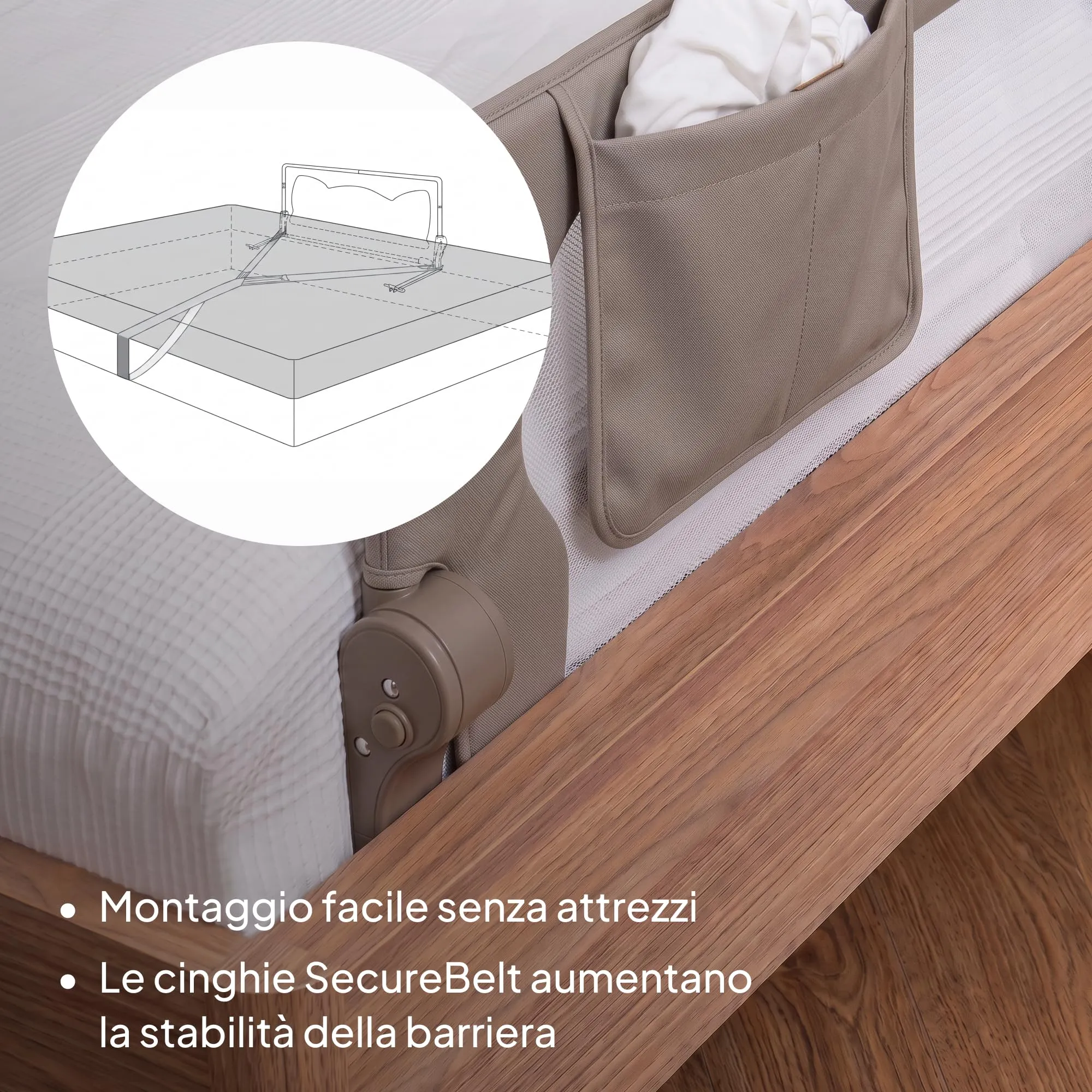 lionelo Eva Sponda Letto Universale 150 cm. Altezza 42 cm e Reclino a 180° - immagine 3