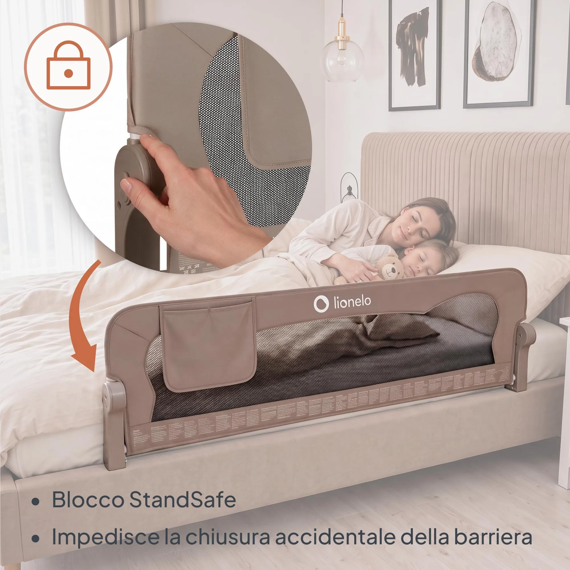 lionelo Eva Sponda Letto Universale 150 cm. Altezza 42 cm e Reclino a 180° - immagine 5