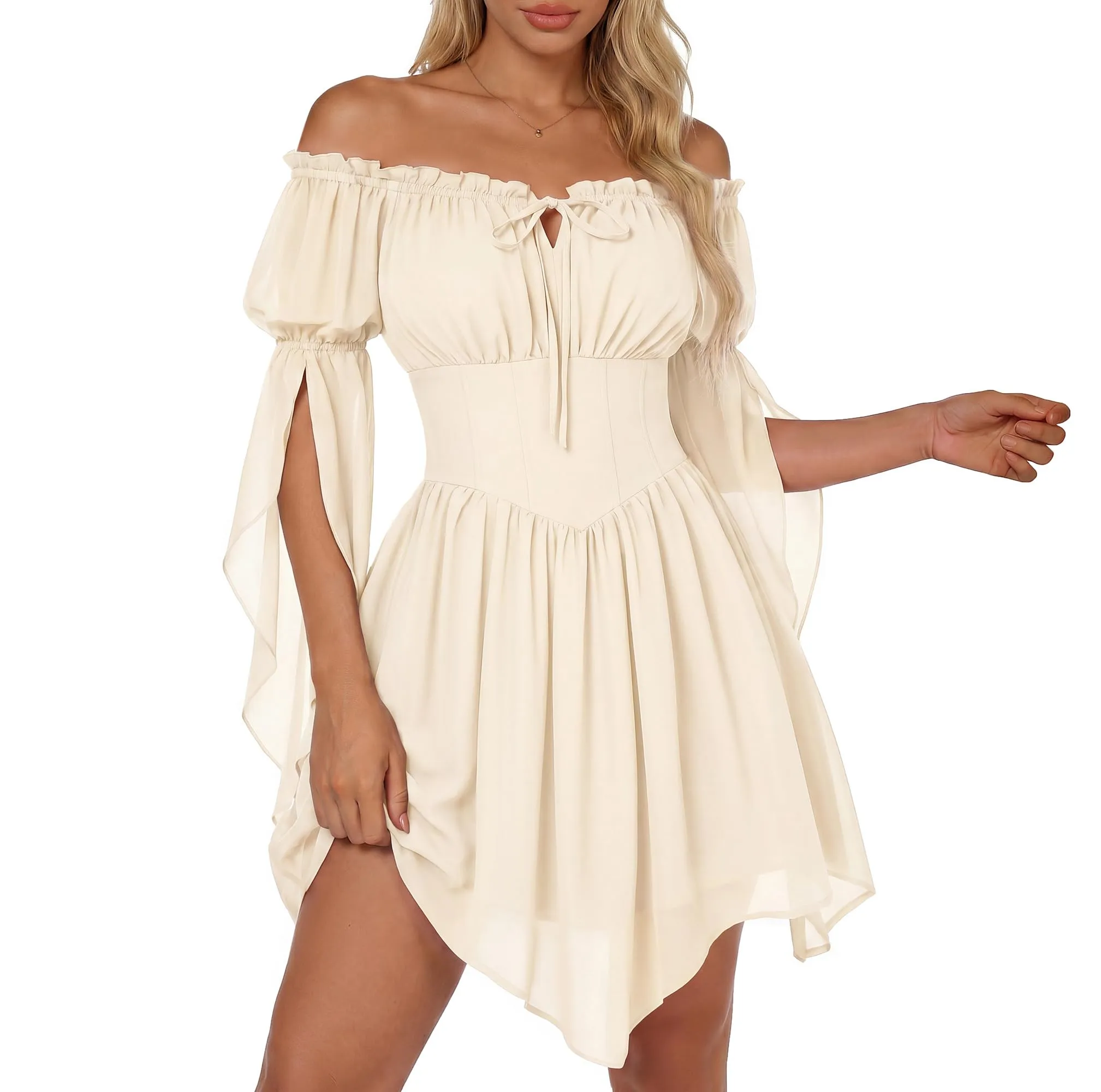 SCARLET DARKNESS Mini corsetto rinascimentale in chiffon con spalle - immagine 7