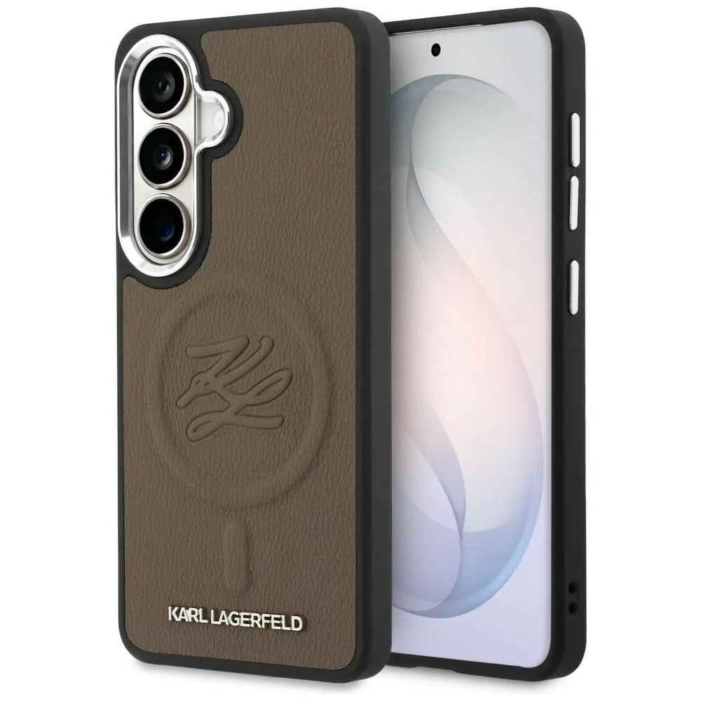 Custodia MagSafe per Samsung Galaxy S26 Plus S947, Karl Lagerfeld, Initial Logo Debossed, Marrone - immagine 1