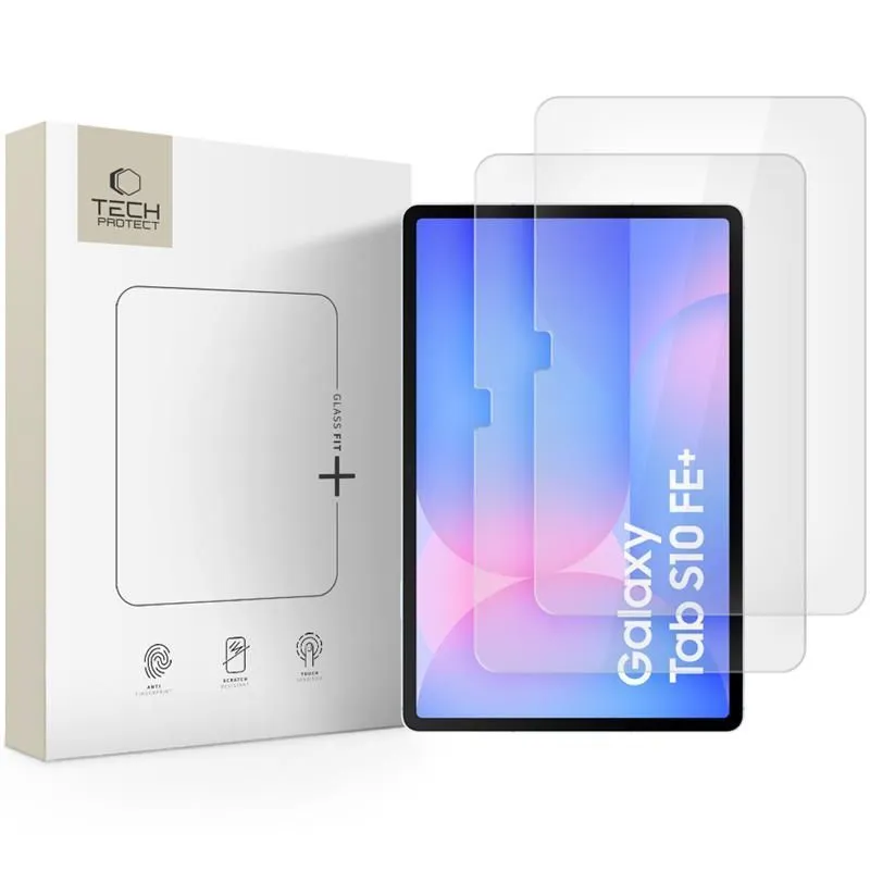 Pellicola Protettiva Schermo Tech-Protect FIT+ per Samsung Galaxy Tab S10 FE+, Vetro Temperato, Full Glue, Set 2 pezzi, 2.5D - immagine 1