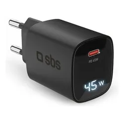 Caricabatterie USB Type-C LCD WALL CHARGER Black TETRGANLCD1C45K - immagine 1
