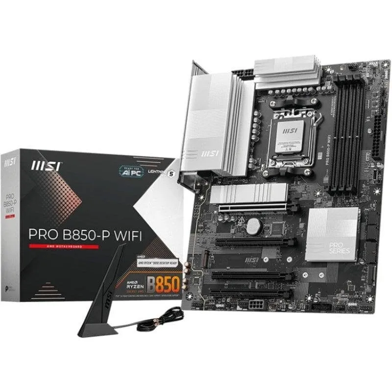 Schede Madri MSI PRO B850-P WIFI AMD B850 AM5 DDR5 ATX WiFi 7 5G LAN M.2 PCIe 5.0 RGB - immagine 1