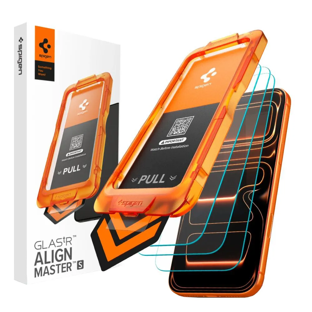 Pellicola Protettiva Schermo Spigen GlastR Align Master Slim per Apple iPhone 18 Pro Max / 17 Pro Max, Vetro Temperato, Colla Completa, Set 3 pezzi - immagine 1