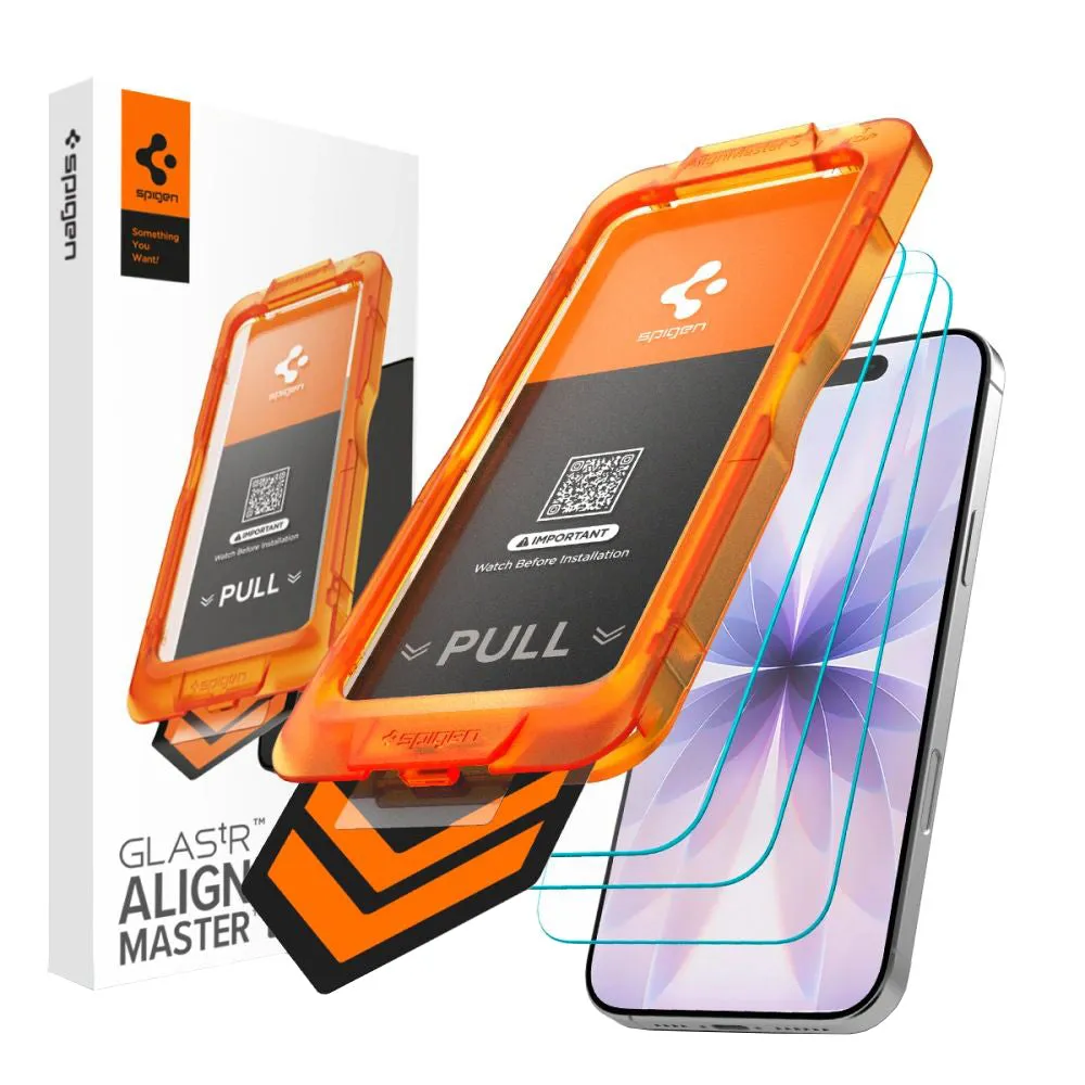 Pellicola Protettiva Schermo Spigen GlastR Align Master Slim per Apple iPhone 17, Vetro Temperato, Full Glue, Set 3 pezzi AGL10484 - immagine 1
