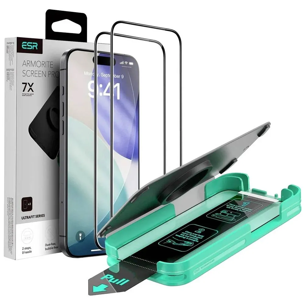 Pellicola protettiva schermo ESR Armorite UltraFit per Apple iPhone 17 Air, Vetro Temperato, Full Glue, Set 2 pezzi, Nera - immagine 1