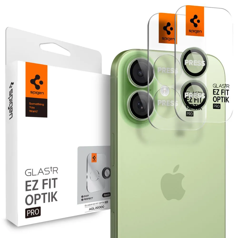 Pellicola Protettiva Posteriore Spigen GlastR EZ FIT Optik Pro per Apple iPhone 17 / 16 Plus / 16, Vetro Temperato, Set 2 pezzi, Verde AGL10128 - immagine 1