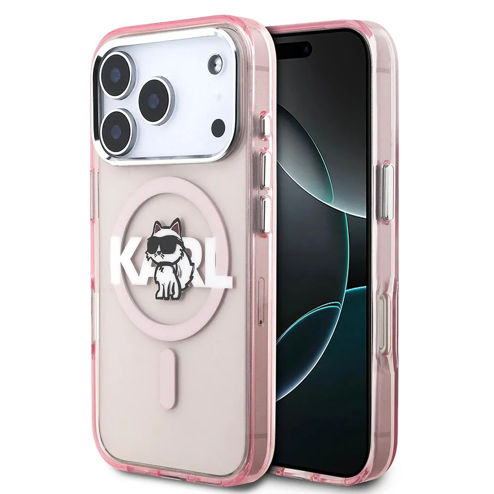 Custodia MagSafe per Apple iPhone 17 Pro, Karl Lagerfeld, IML Sketch Logo Choupette, Rosa - immagine 1