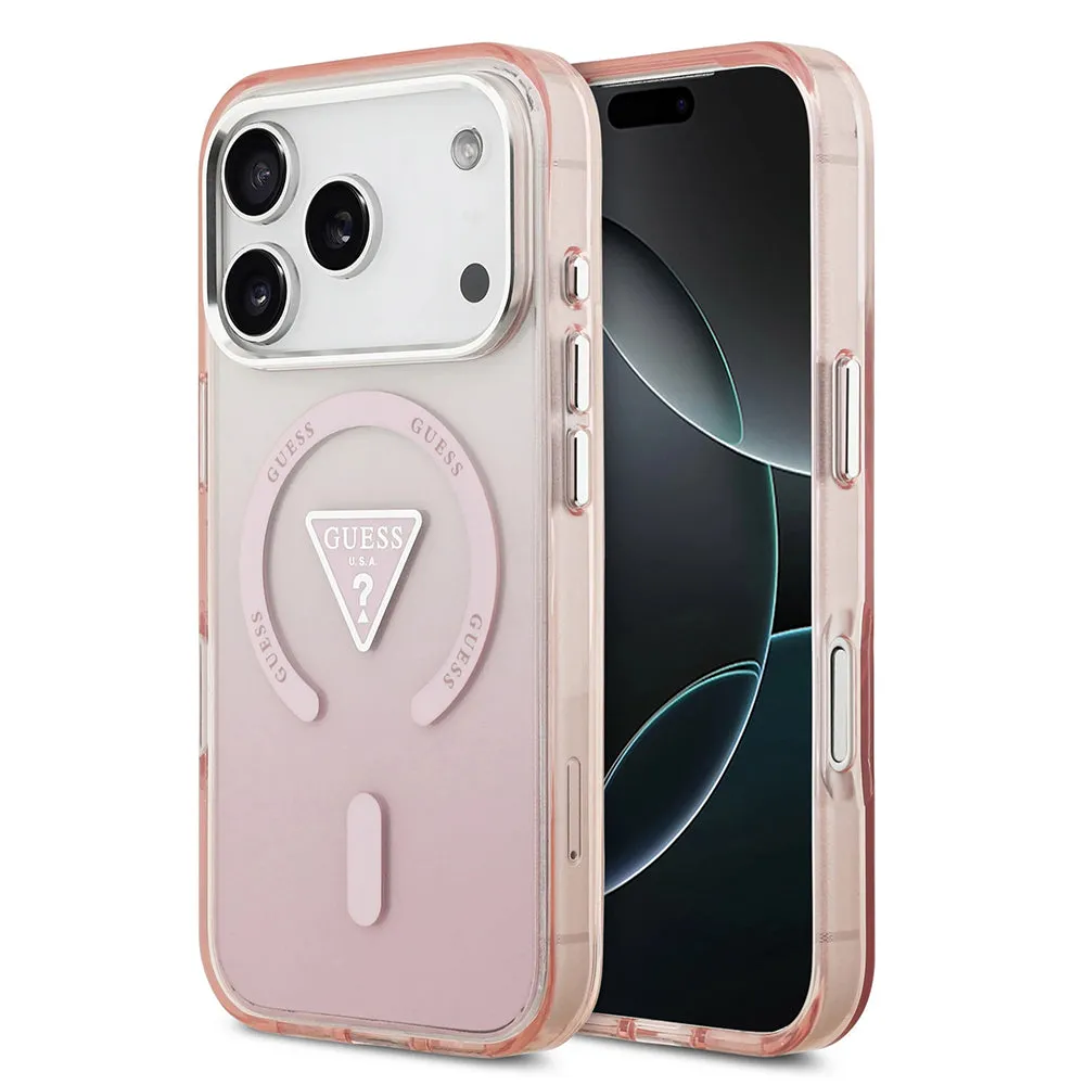 Custodia MagSafe per Apple iPhone 17 Pro, Guess, Logo Triangolo Gradiente IML, Rosa - immagine 1