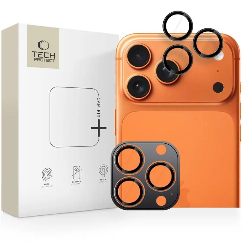 Pellicola protettiva per Fotocamera Posteriore Tech-Protect CamRing Fit+ per Apple iPhone 17 Pro Max / 17 Pro / 16 Pro Max, Vetro Temperato, Nera - immagine 1