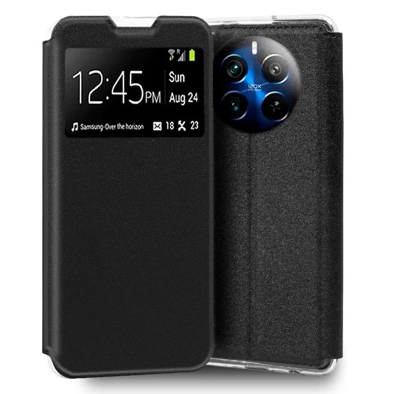 Custodia Flip Cover Nera Semplice e Cool per Realme 12 Pro 5G / 12 Pro Plus 5G - immagine 1