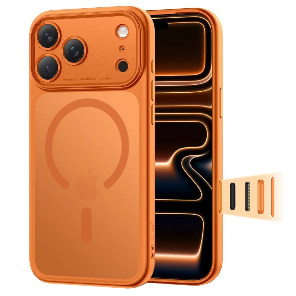 Custodia MagSafe per Apple iPhone 17 Pro, Tech-Protect, MagPeak, Arancione Opaco - immagine 1