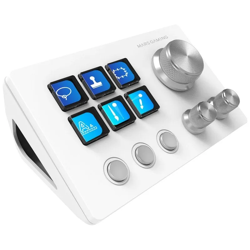 Mars Gaming MSD-TWO Deck di controllo compatto 6 tasti LCD personalizzabili 3 ruote Windows MacOS Bianco - immagine 1