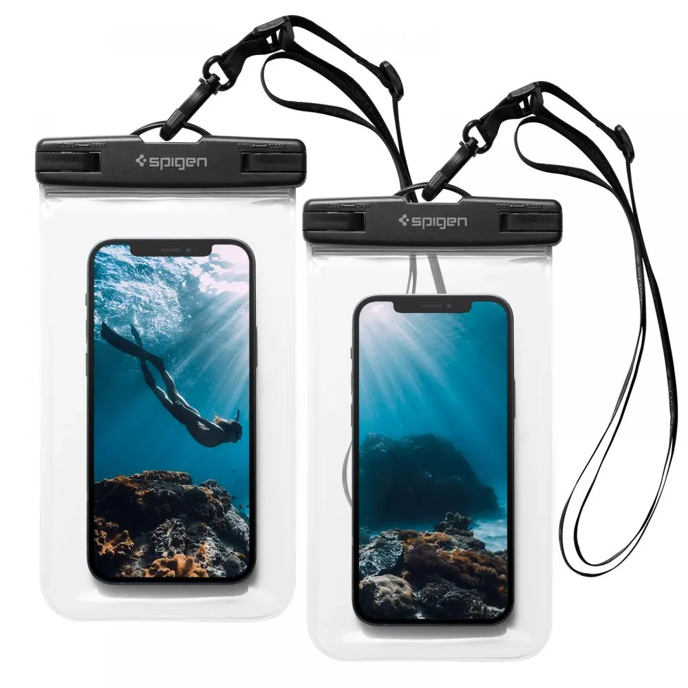 Custodia Universale Waterproof per Telefono max. 3.5inch - 7inch, Spigen, A601, Set 2 pezzi, Trasparente AMP03098 - immagine 1